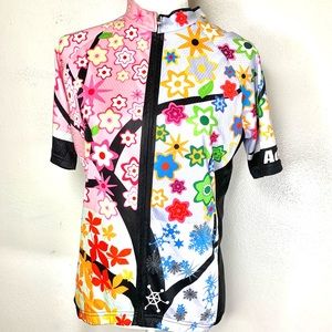 Aogda Cycling, Half Zip Front, Floral 4 Seasons, CoolMax Liner, Jersey Top.
